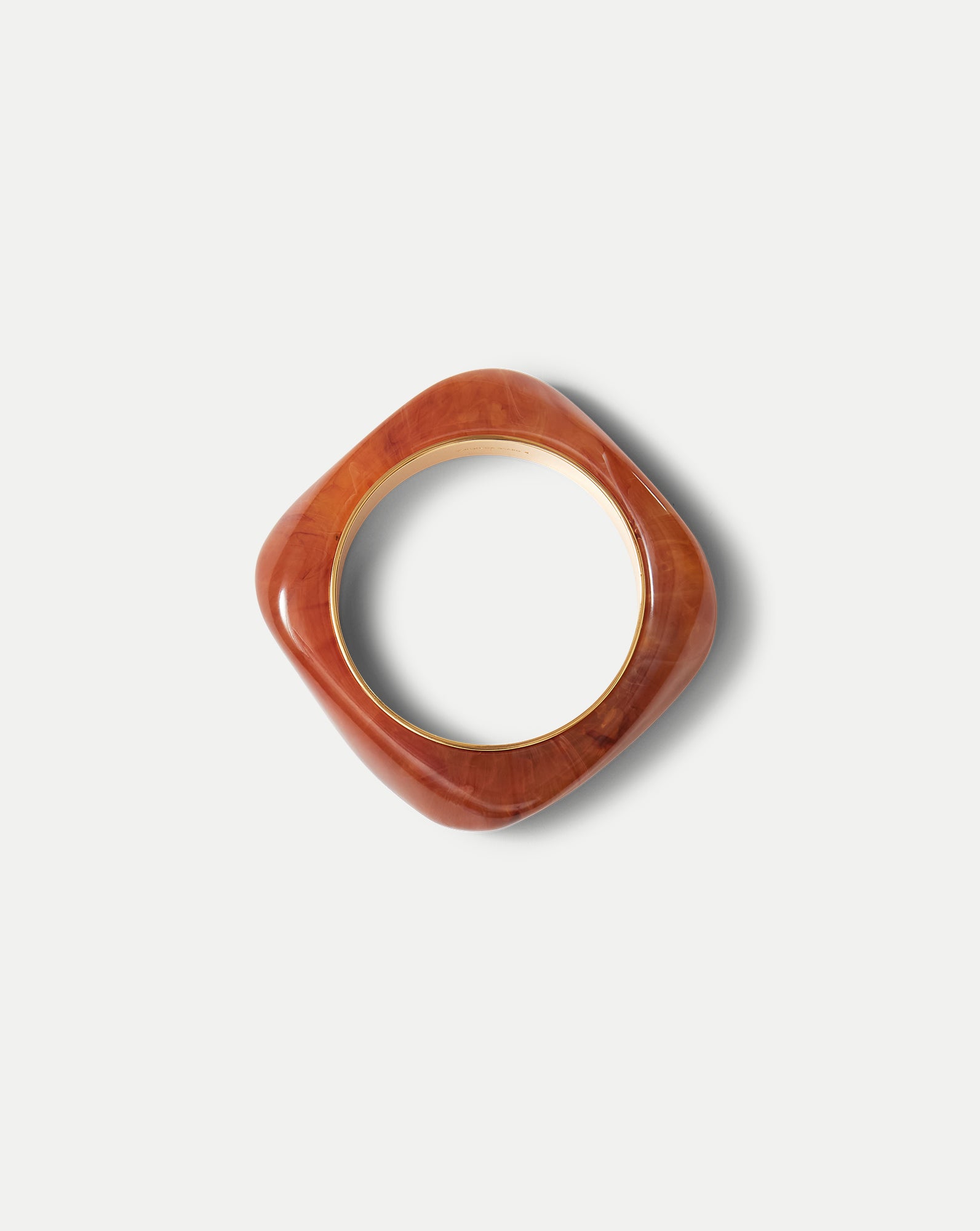 Sand-Colored Resin Bangle with Gold-Plated Rim | Sculpted Bracelet