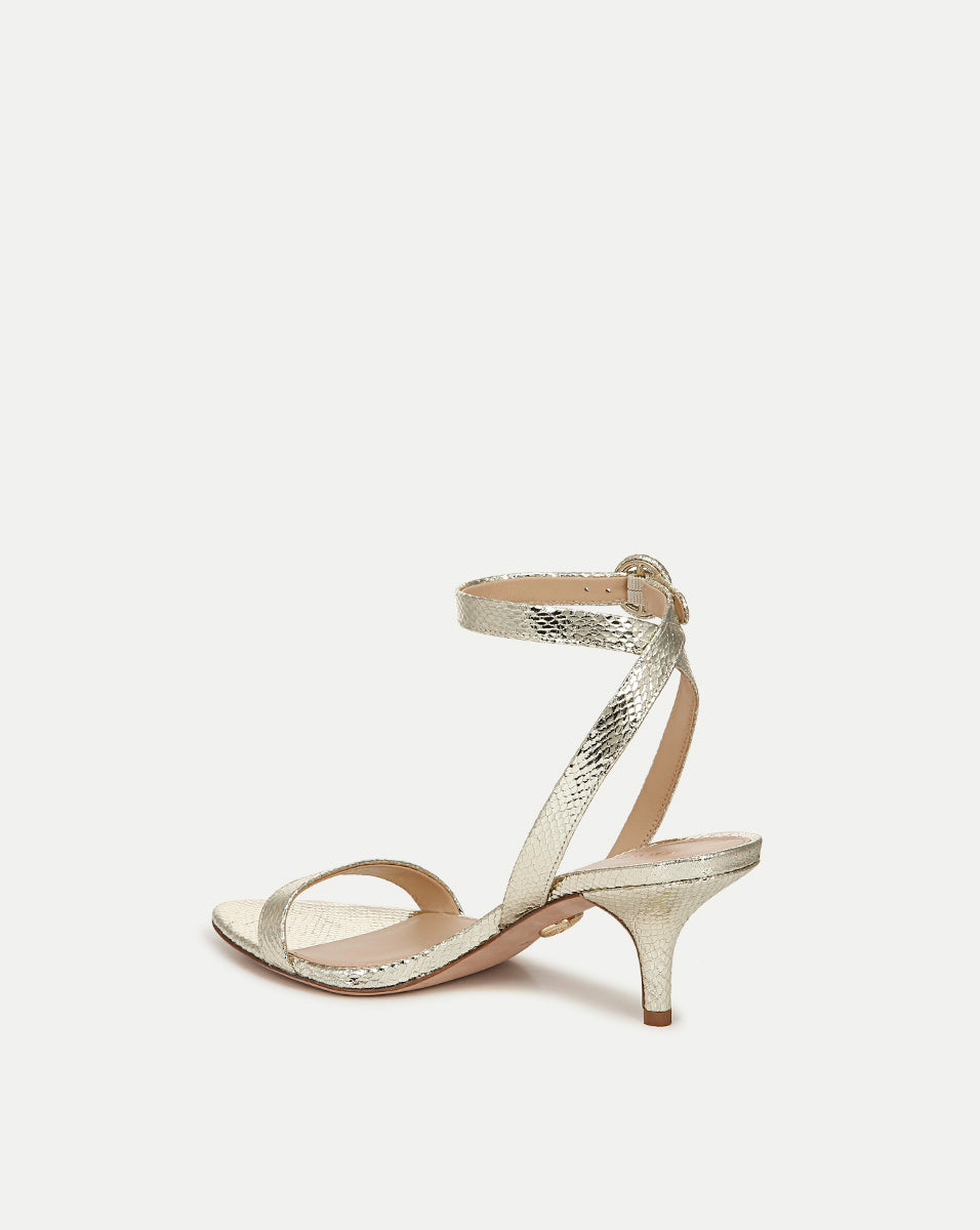 Snake-Embossed Leather Sandals with 2" Heel | Darcelle