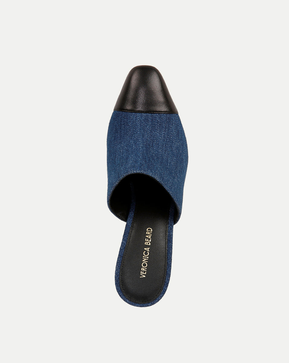Denim & Leather Block Heel for Women | Carlotta Heel
