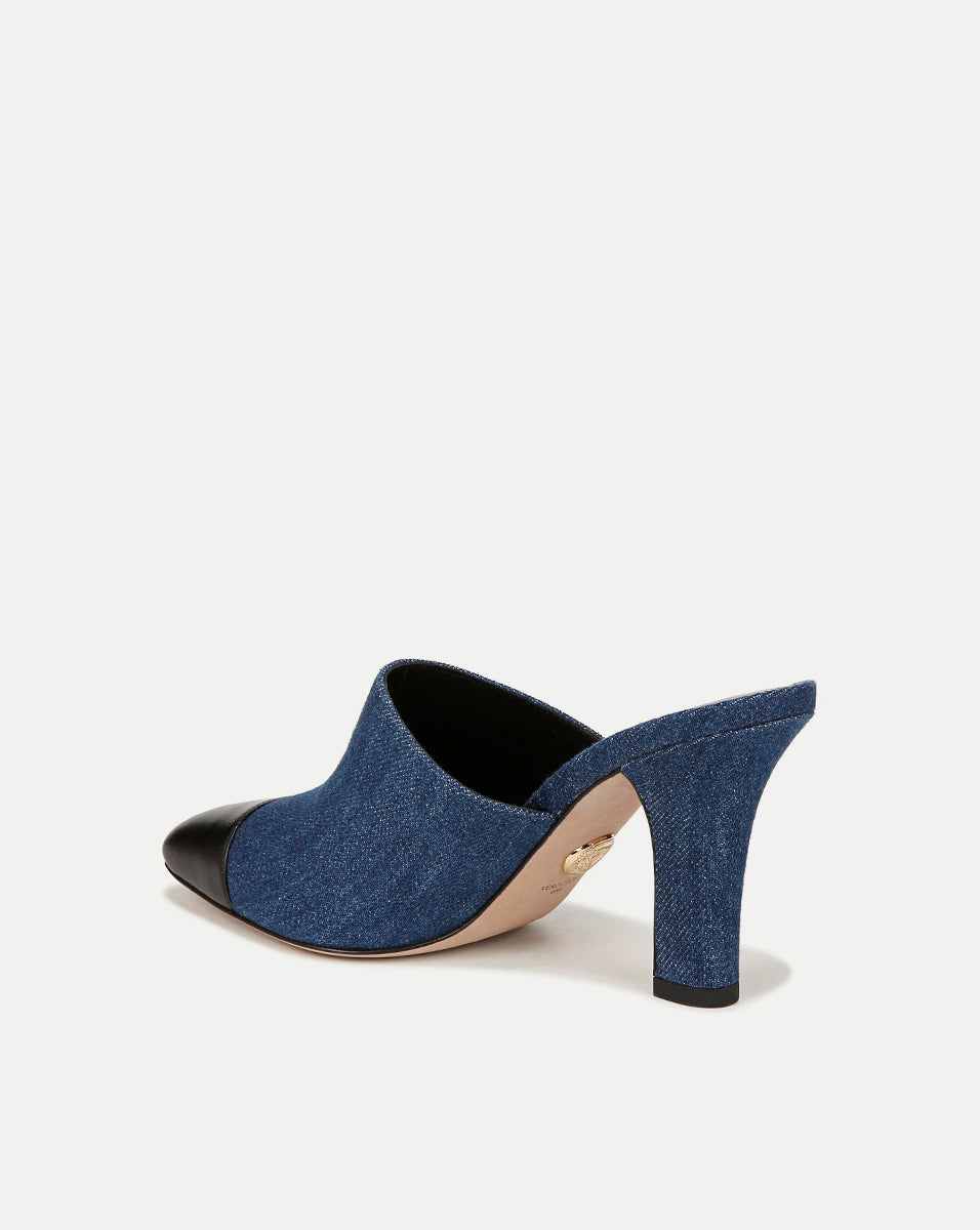 Denim & Leather Block Heel for Women | Carlotta Heel