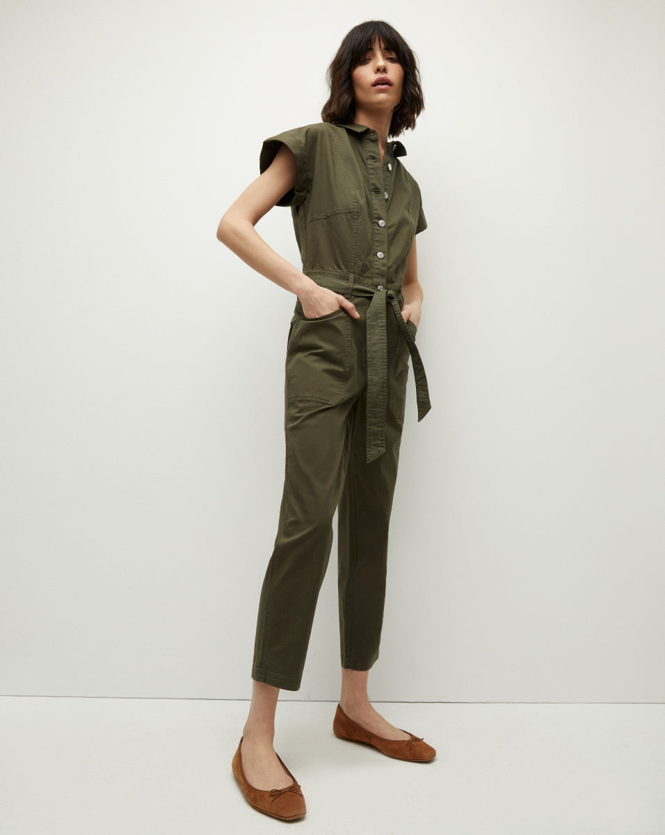 Lightweight Cotton Jumpsuit with Belt & Patch Pockets | Eakin