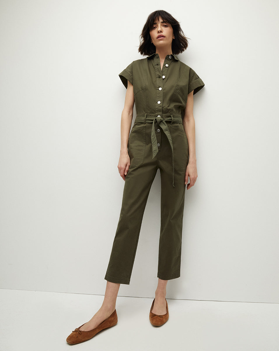 Lightweight Cotton Jumpsuit with Belt & Patch Pockets | Eakin