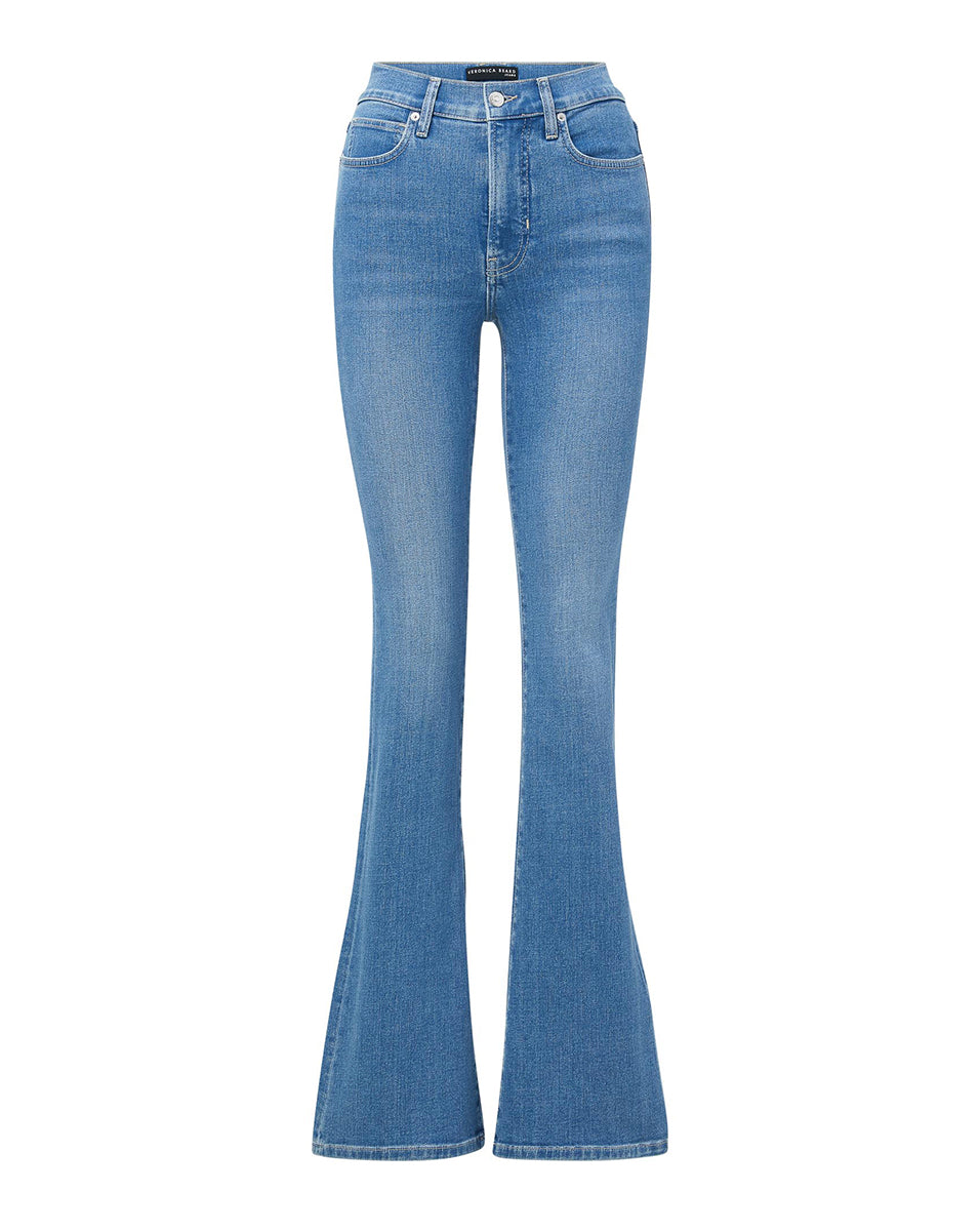 High-Rise Skinny-Flare Jeans in Classic Blue Wash | Beverly