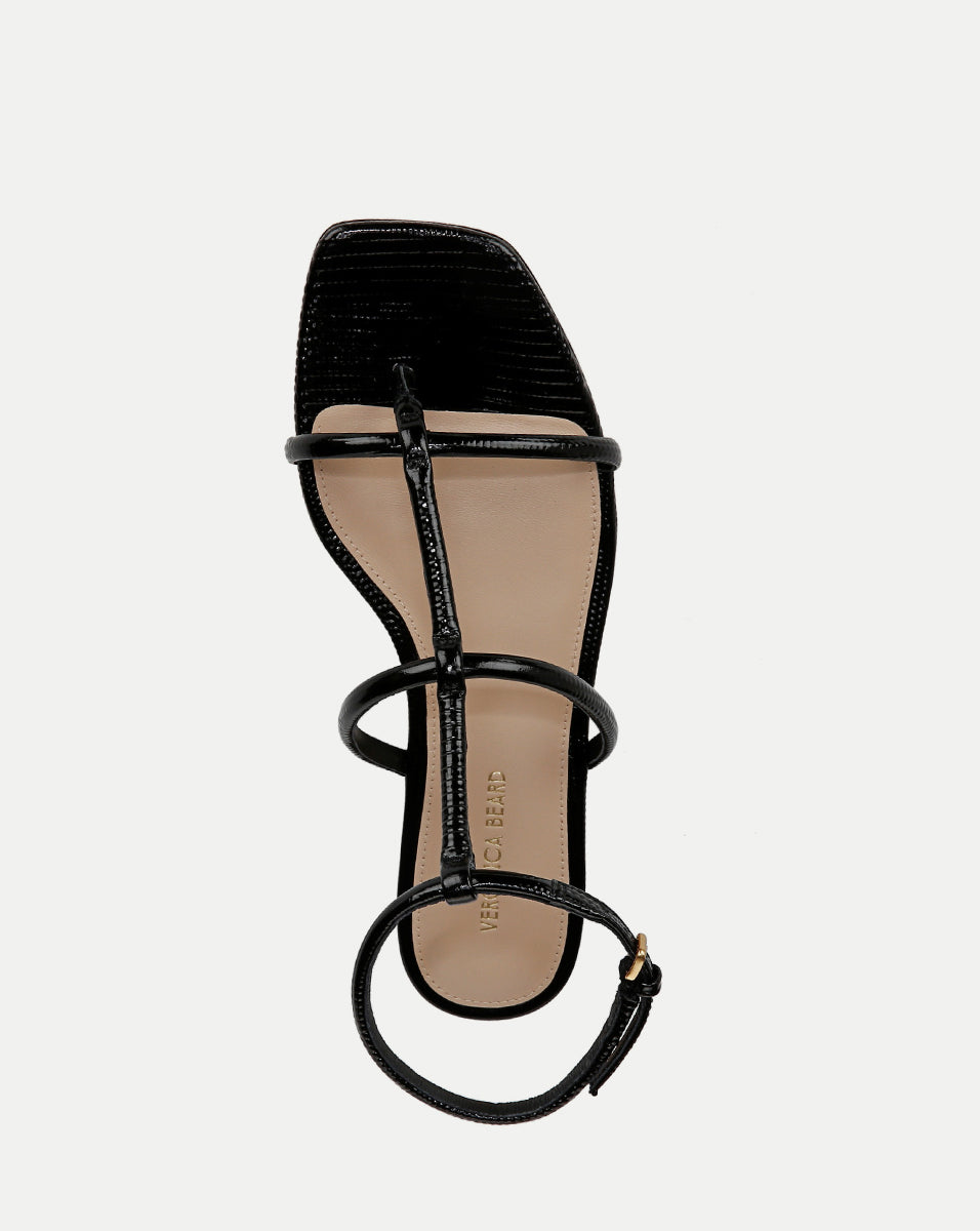 Lizard-Embossed Leather Sandals for Women | Marbella T-Strap