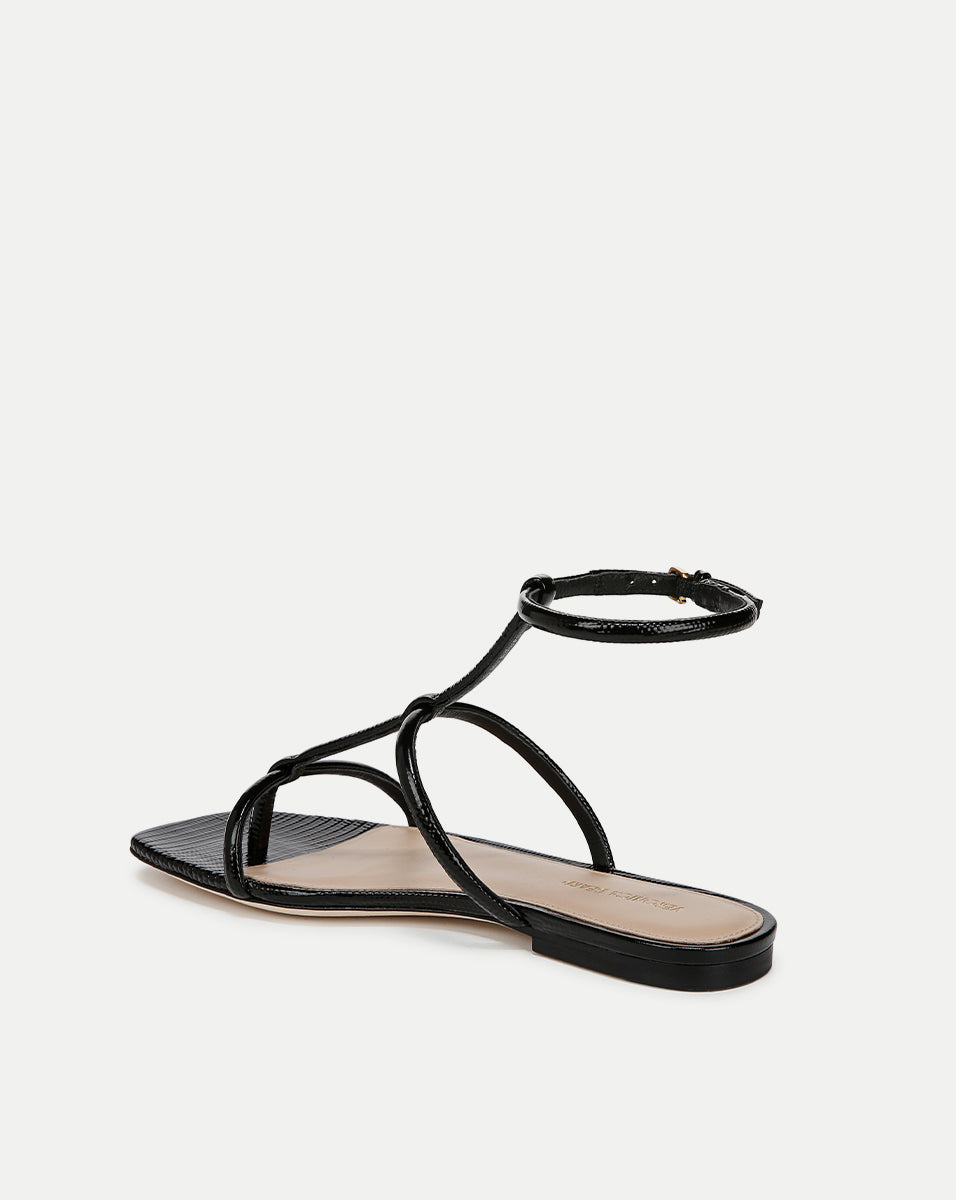 Lizard-Embossed Leather Sandals for Women | Marbella T-Strap