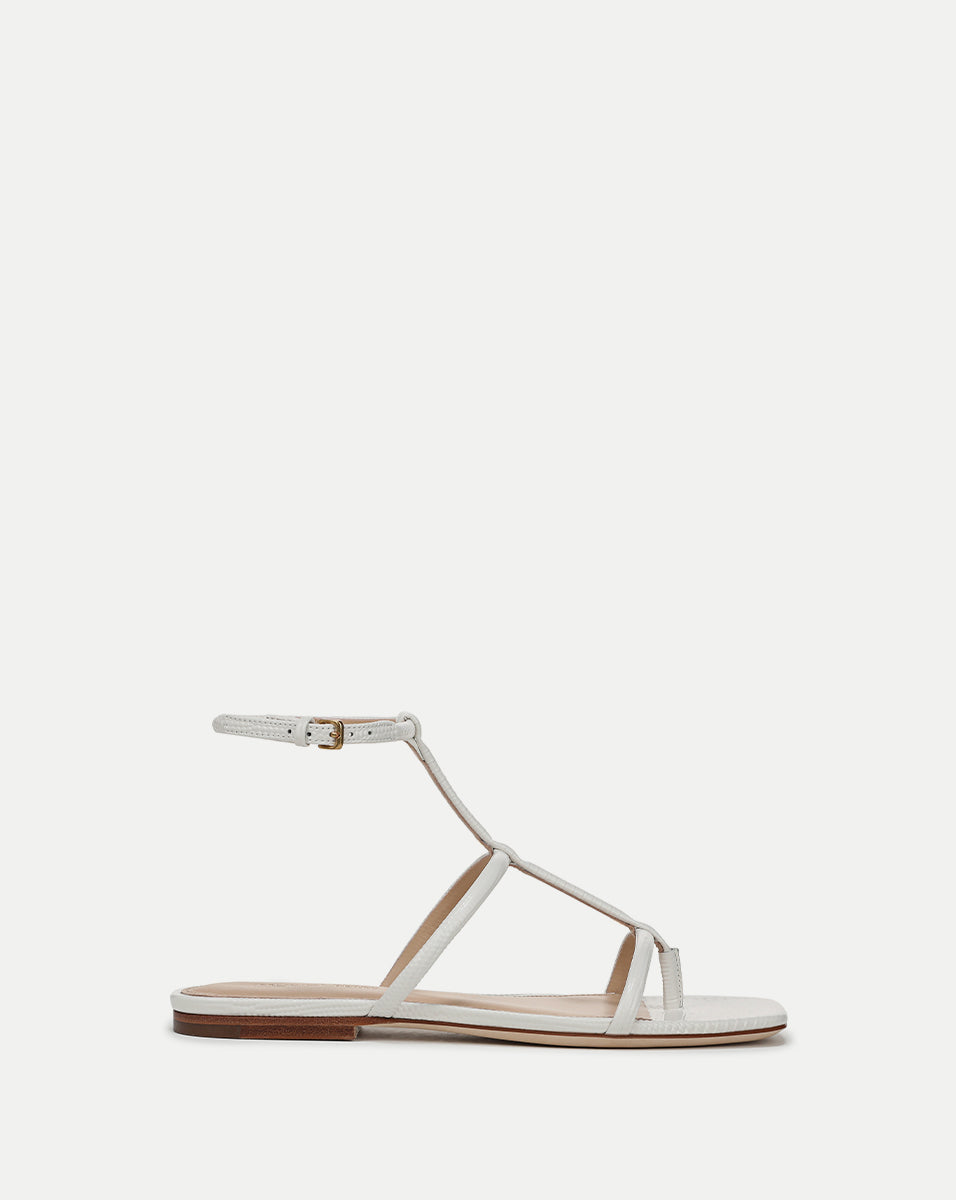 Lizard-Embossed Leather Sandals for Women | Marbella T-Strap