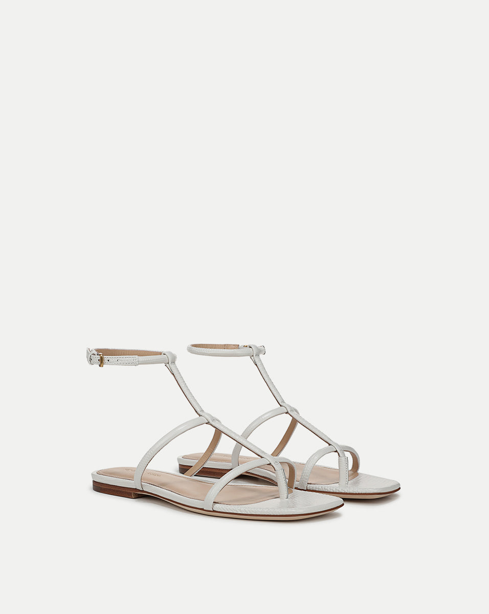 Lizard-Embossed Leather Sandals for Women | Marbella T-Strap