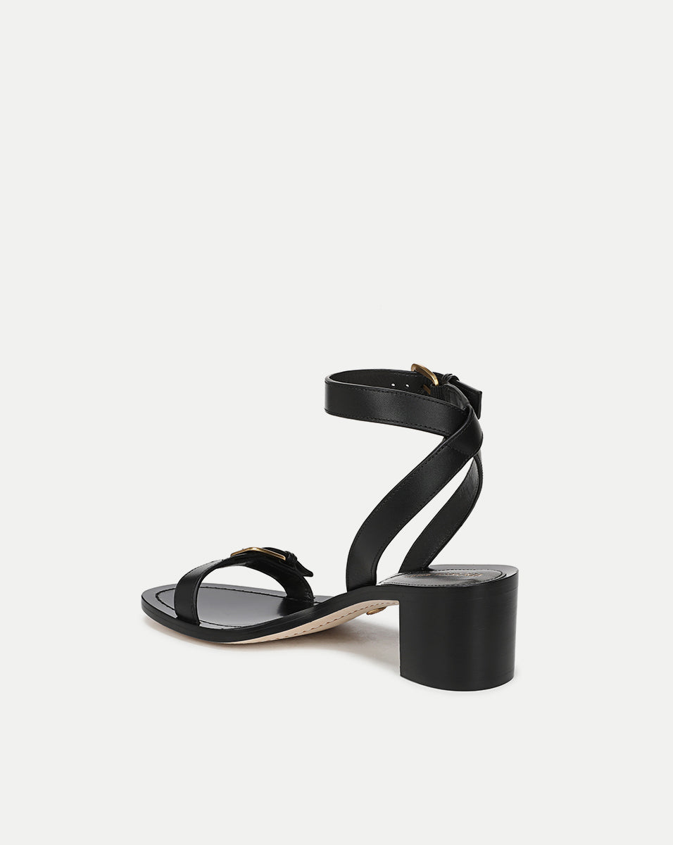 Taupe Suede Buckle Sandal with Block Heel | Elia