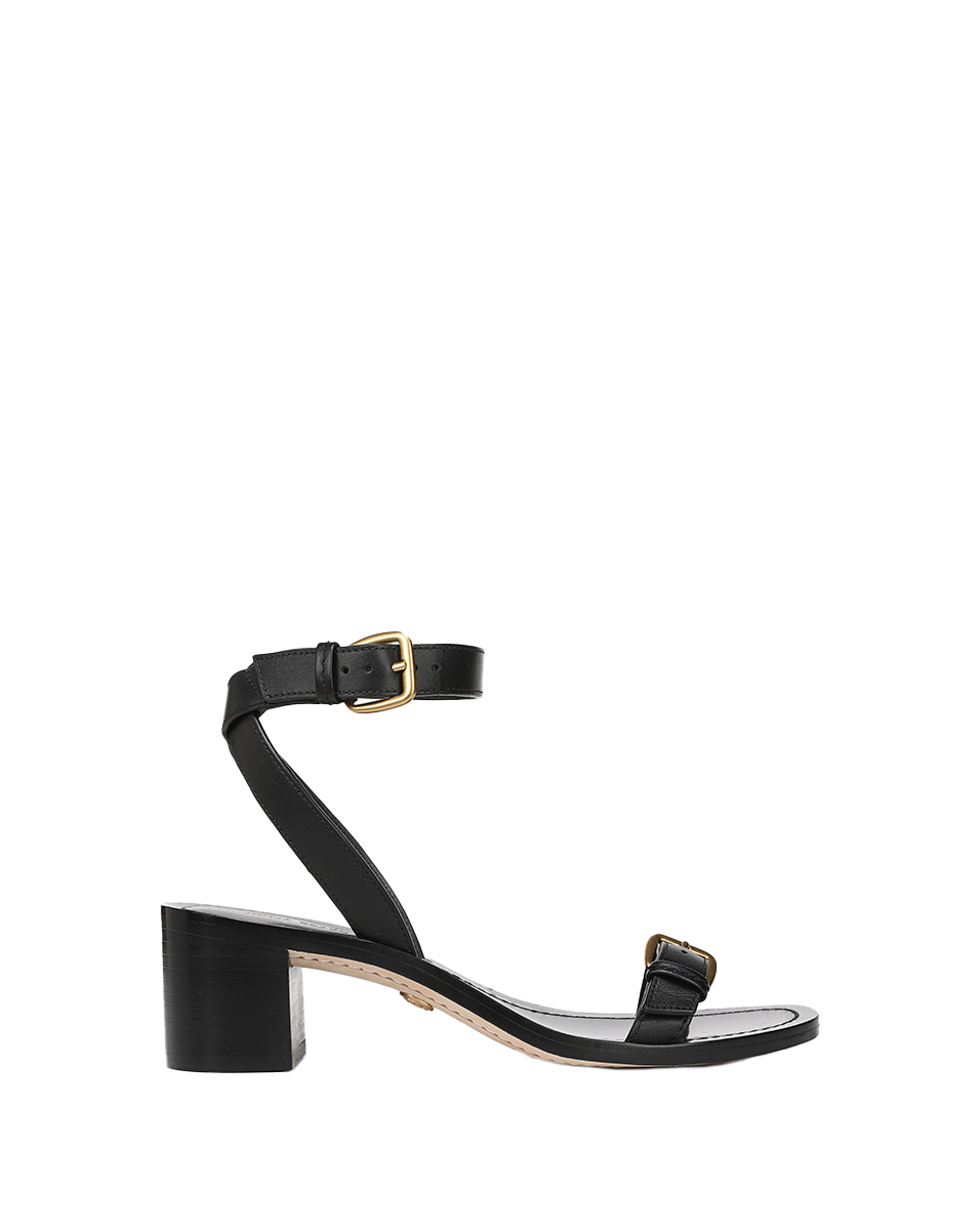 Taupe Suede Buckle Sandal with Block Heel | Elia