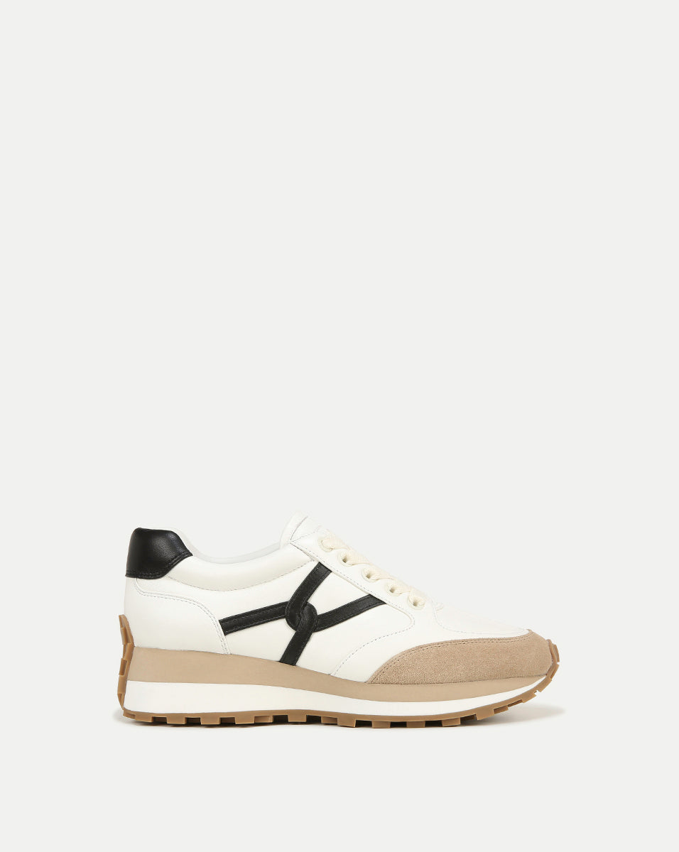 Valentina Leather Sneakers with Cushioned Midsole & Suede Details | Comfortable & Stylish