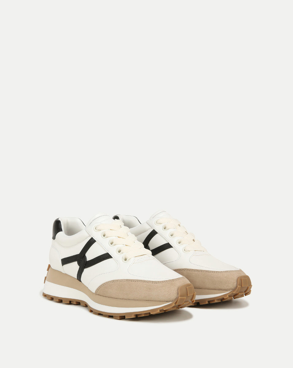 Valentina Leather Sneakers with Cushioned Midsole & Suede Details | Comfortable & Stylish