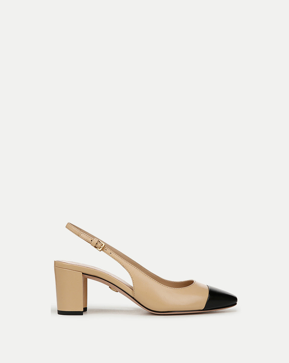 Leather Cap-Toe Slingback Pump with 2.5" Heel | Cecile