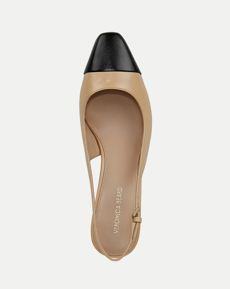 Leather Cap-Toe Slingback Pump with 2.5" Heel | Cecile