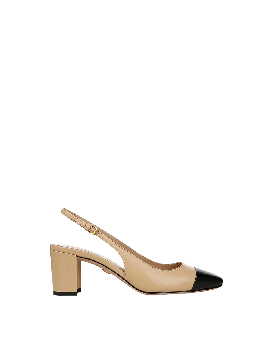 Leather Cap-Toe Slingback Pump with 2.5" Heel | Cecile