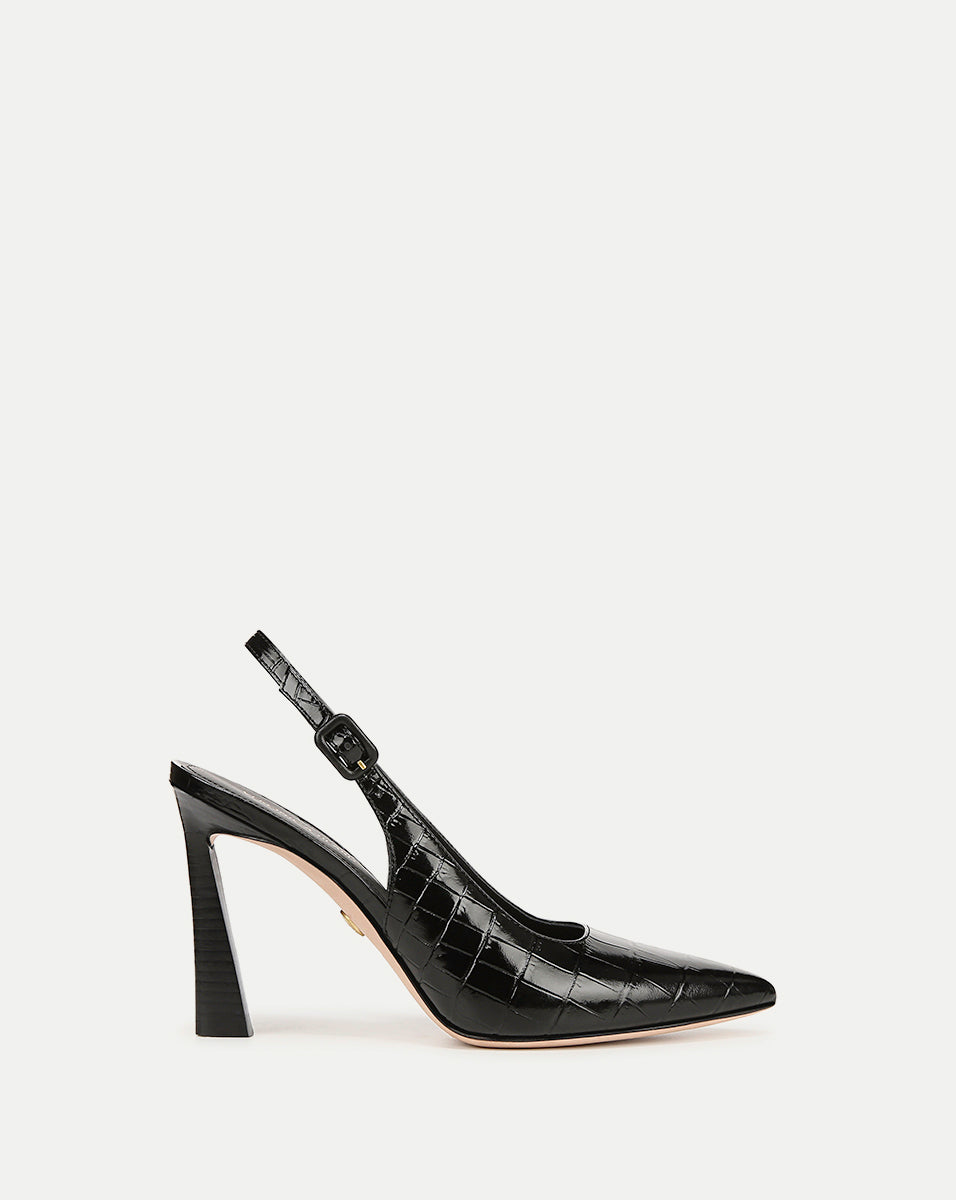 Croc-Embossed Leather Slingback Pump with Stiletto Heel | Callie