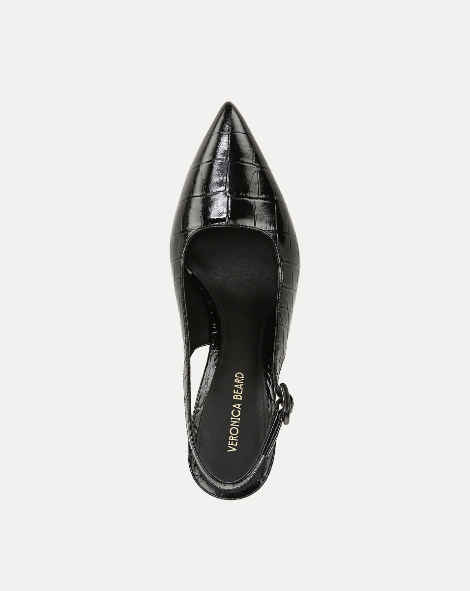 Croc-Embossed Leather Slingback Pump with Stiletto Heel | Callie