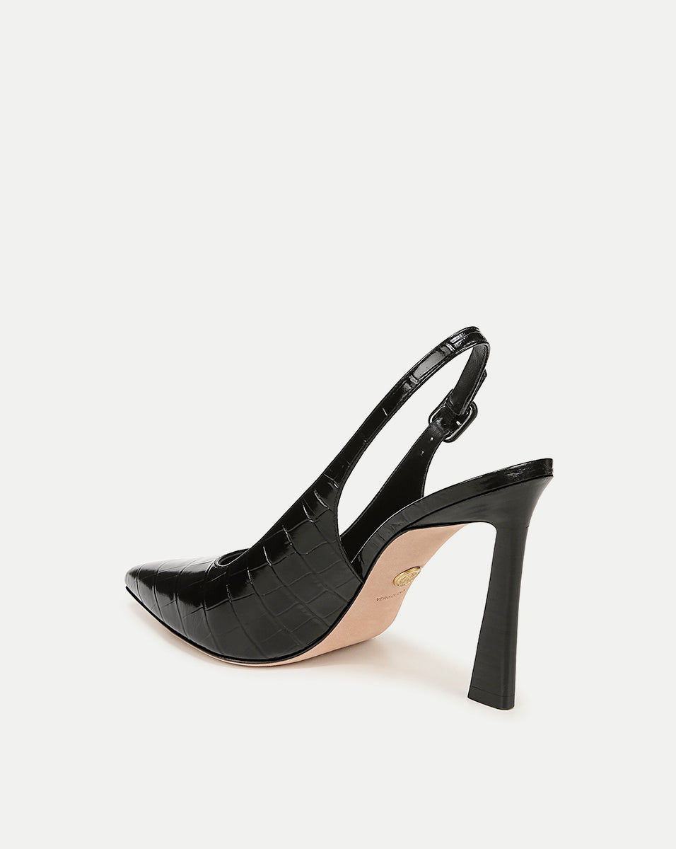 Croc-Embossed Leather Slingback Pump with Stiletto Heel | Callie