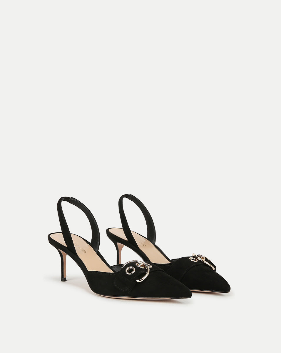 Suede Slingback Pumps with 2.5" Heel & Buckle Detail | Roxy