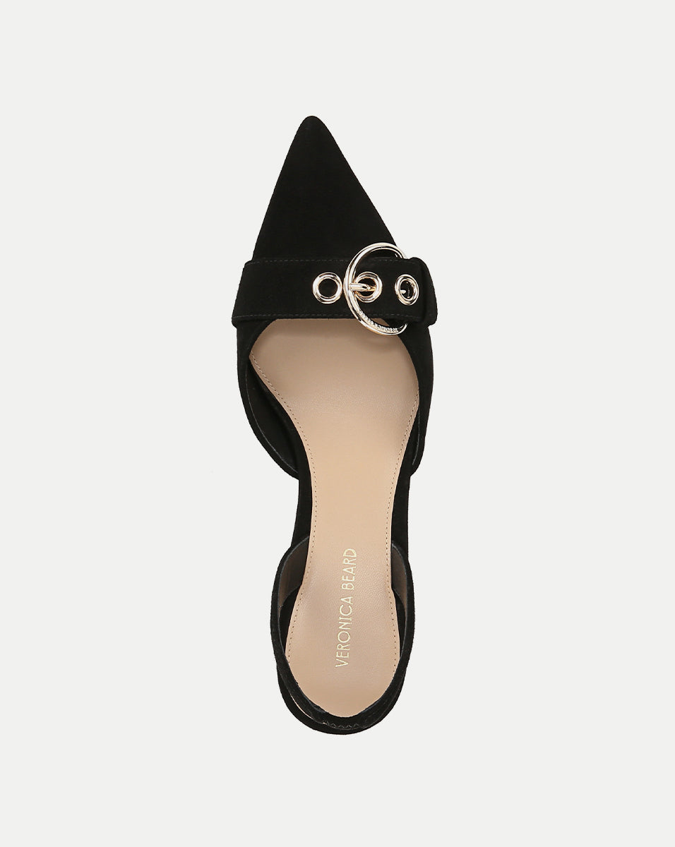 Suede Slingback Pumps with 2.5" Heel & Buckle Detail | Roxy