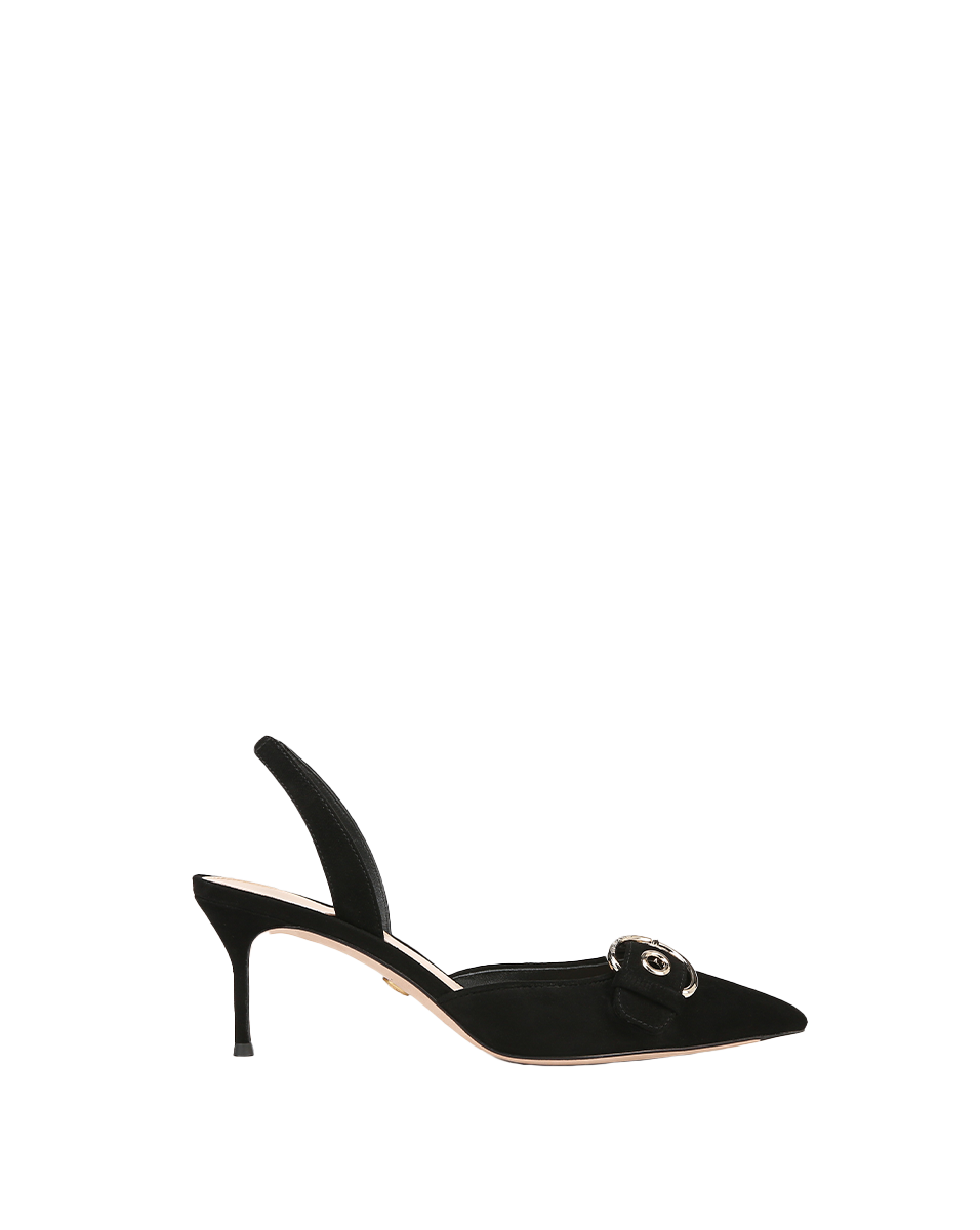 Suede Slingback Pumps with 2.5" Heel & Buckle Detail | Roxy