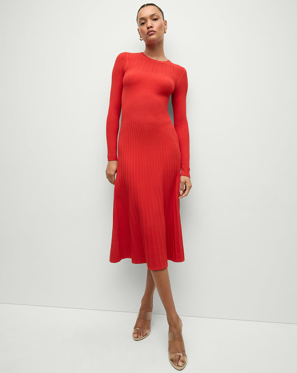 Soft Stretch Knit Sweater Dress with Fit-and-Flare Silhouette | Nami