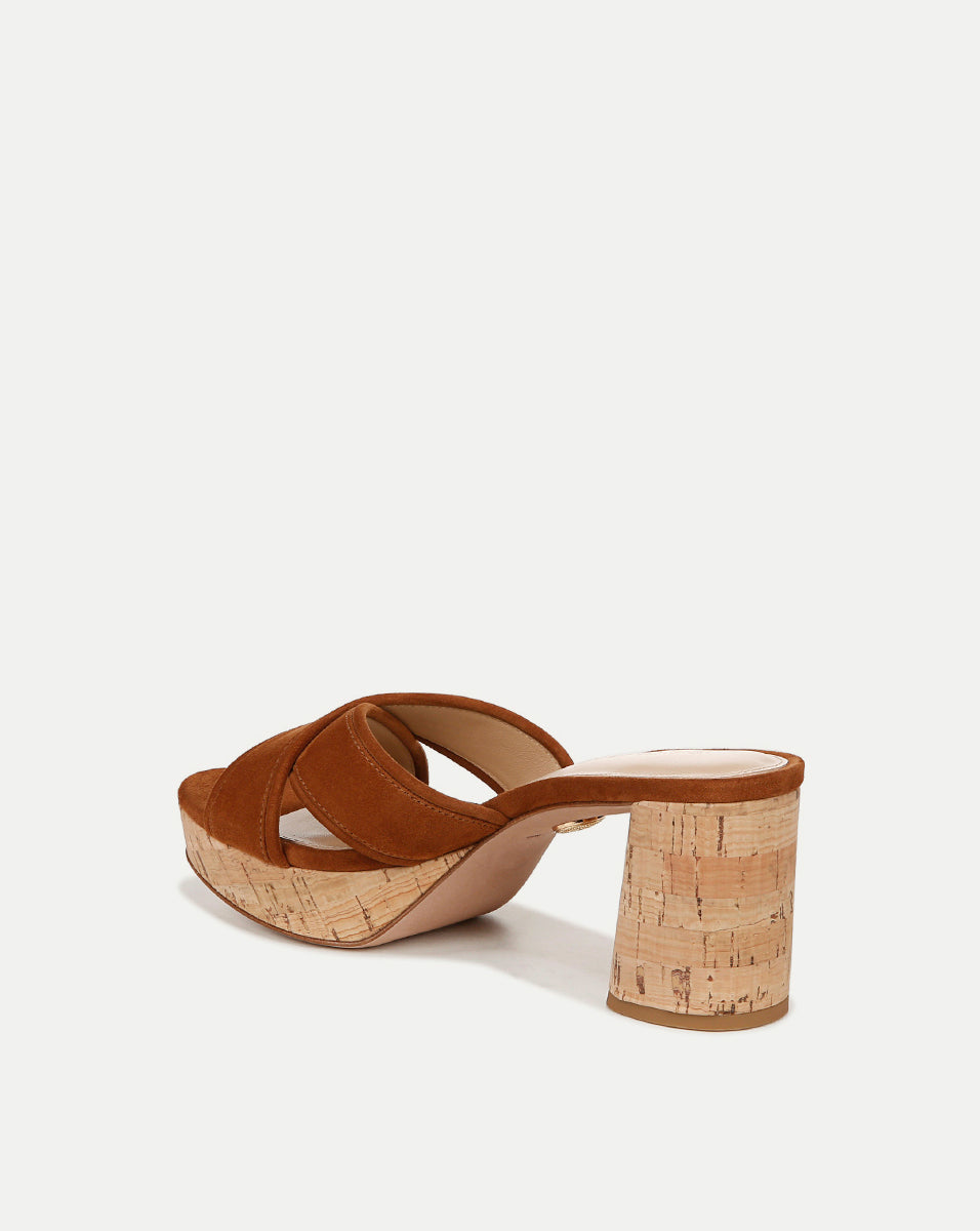 Block-Heel Sandals with Cork Platform & Suede Straps | Dory