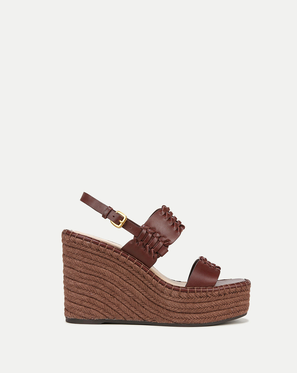 Braided Raffia Wedge Sandals for Women | 3.5" Heel & Cushioned Footbed | Riya