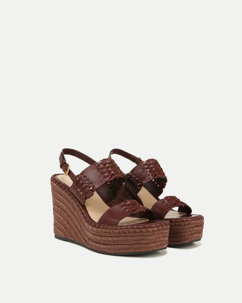 Braided Raffia Wedge Sandals for Women | 3.5" Heel & Cushioned Footbed | Riya