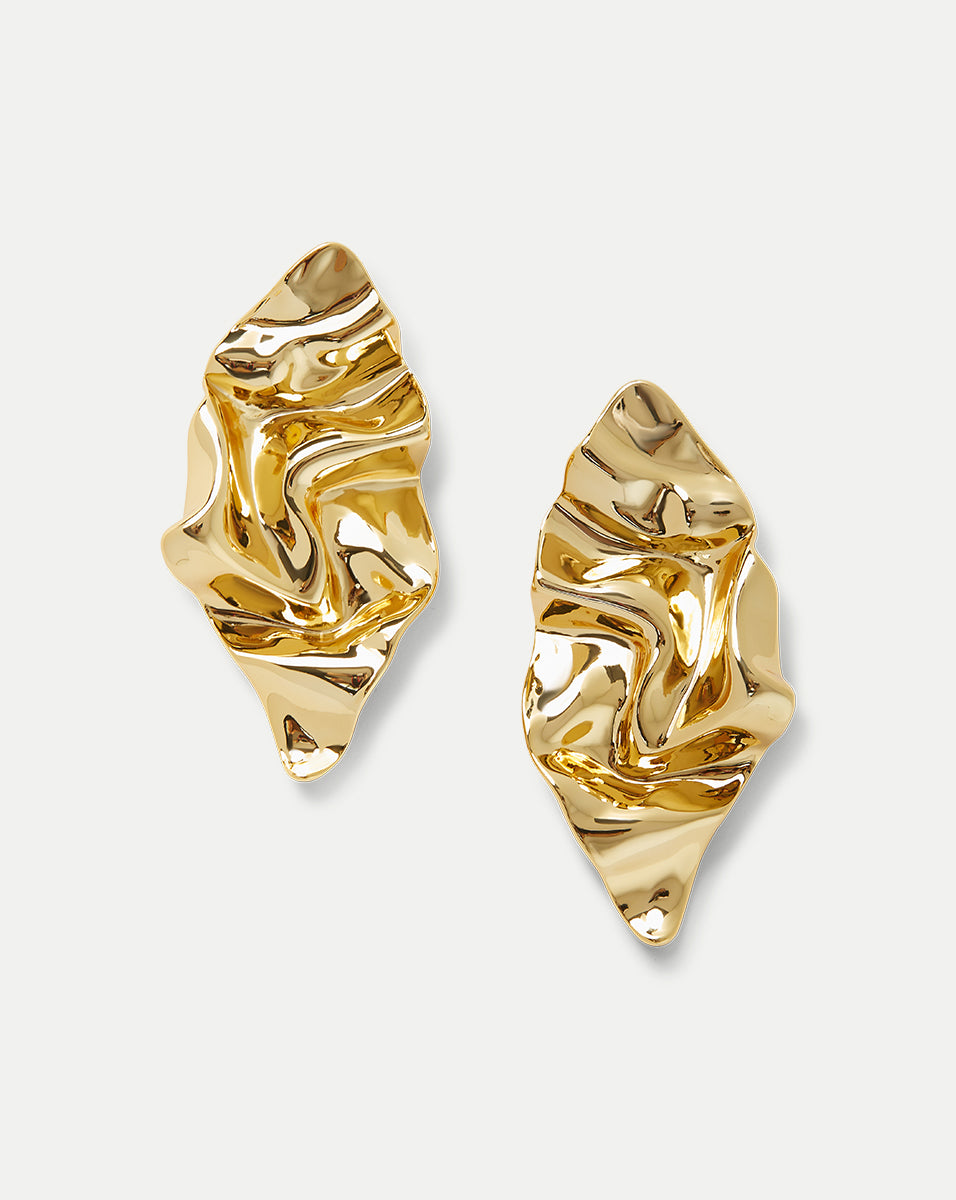 Gold Plated Crumpled Earrings with Surgical Steel Backings | Alexis Bittar