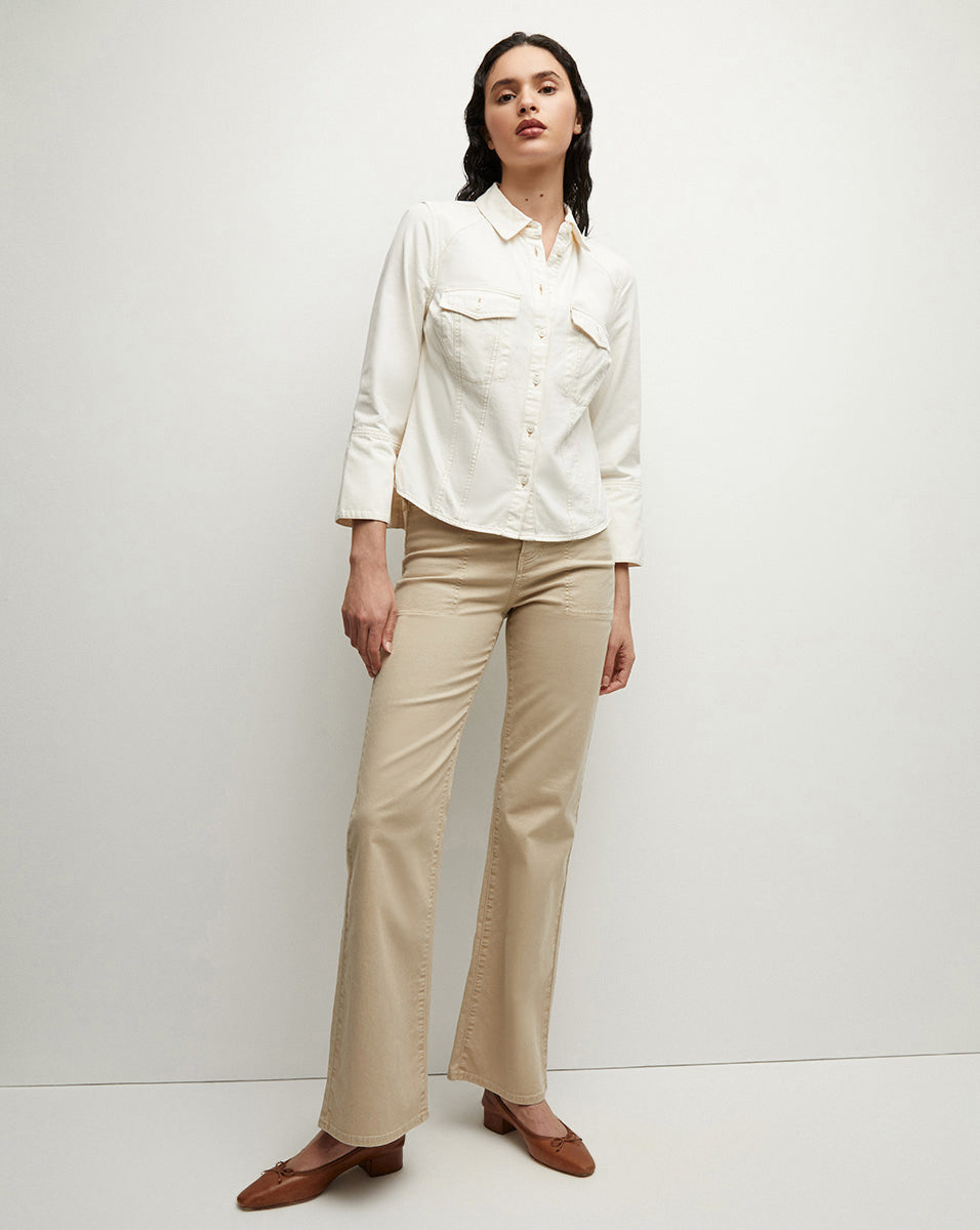 Denim Shirt for Women with Exaggerated Sleeves & Waist Cinching | Tivi