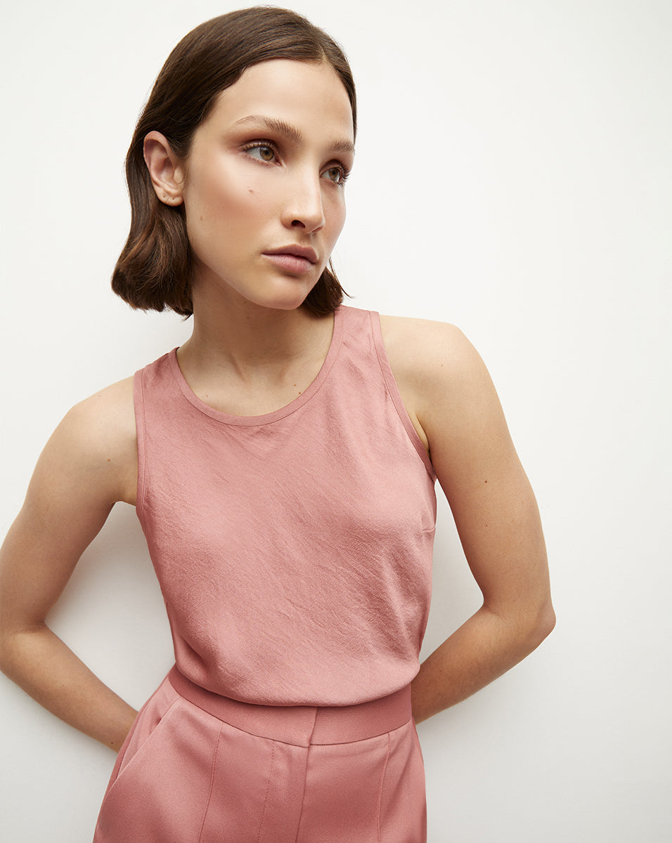 Crepe-Satin Tank Top for Women | Sabrina Lightweight Blouse