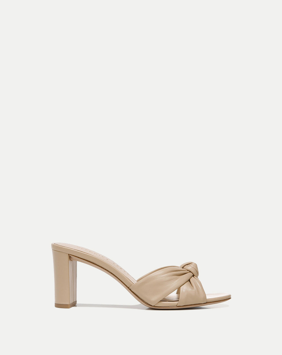 Knot-Front Leather Sandals with 3" Block Heel | Ganita