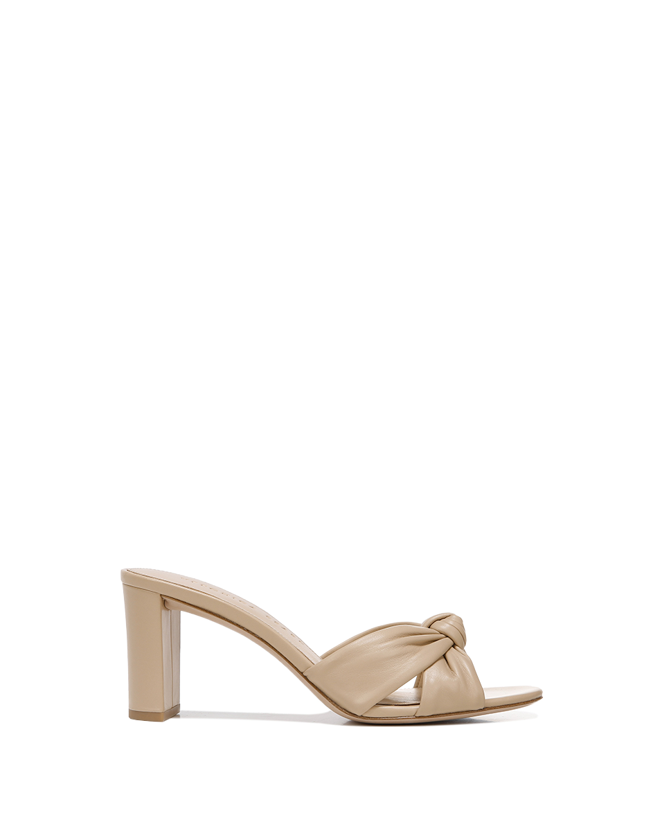 Knot-Front Leather Sandals with 3" Block Heel | Ganita