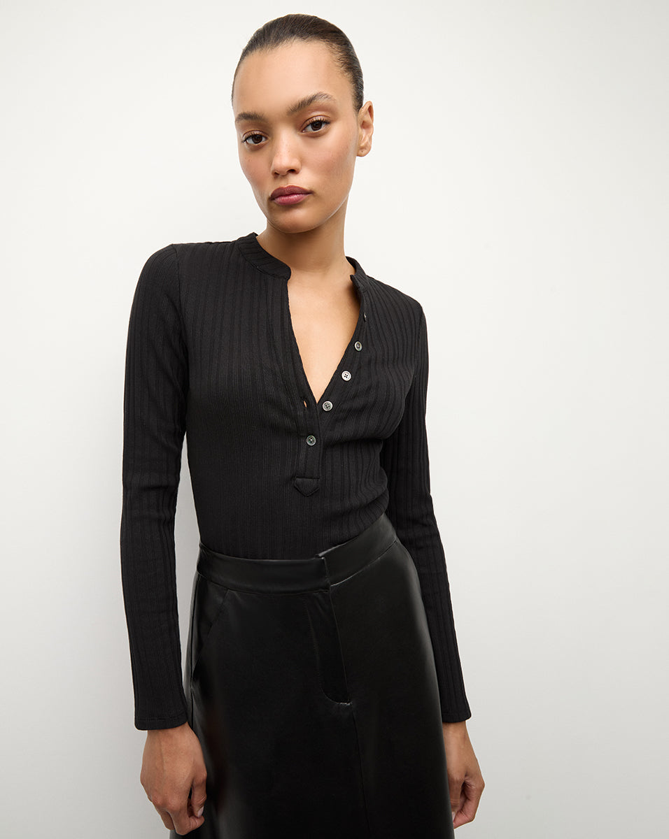 Super-Soft Ribbed Henley Shirt for Women | Jocelyn Top