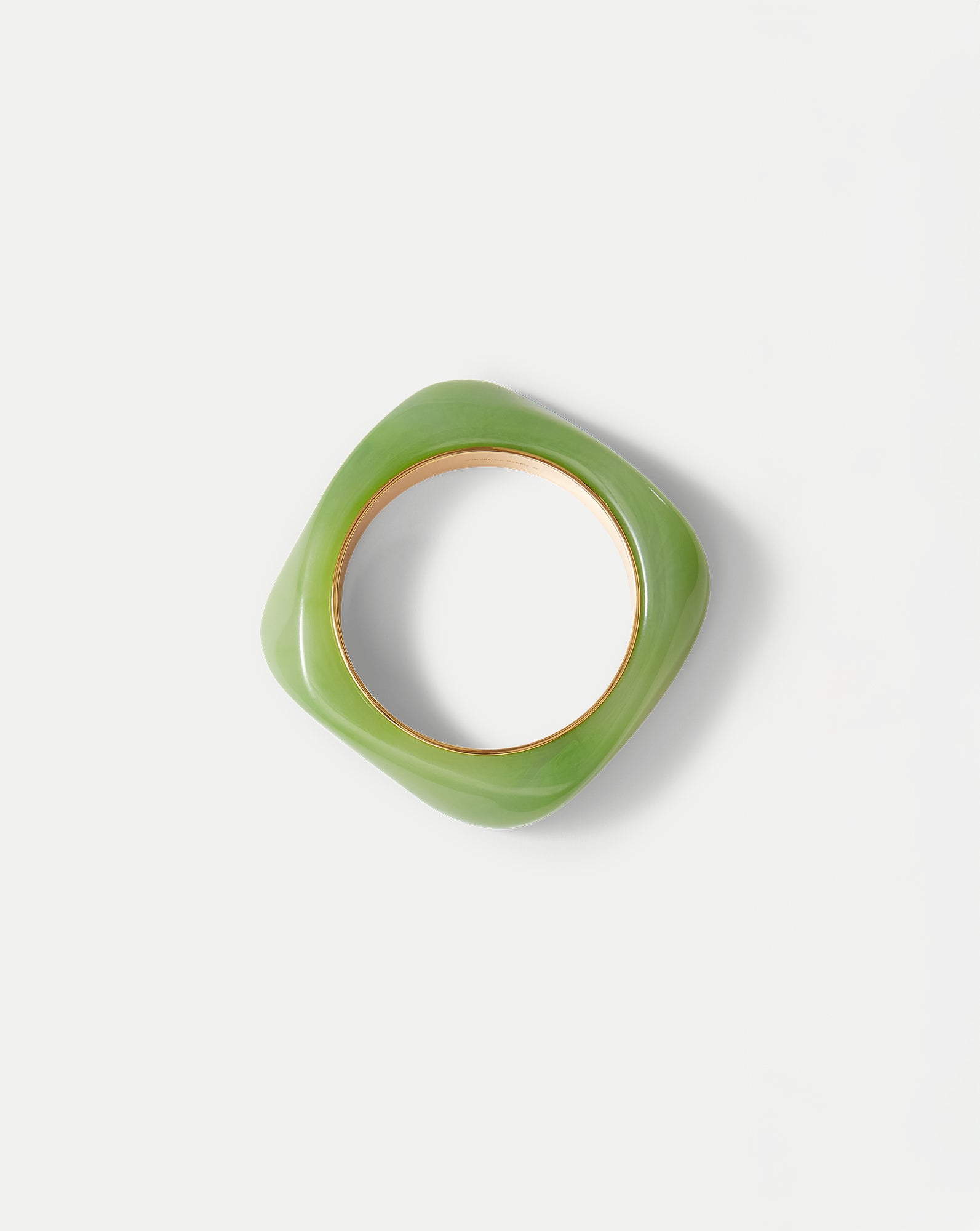 Sand-Colored Resin Bangle with Gold-Plated Rim | Sculpted Bracelet