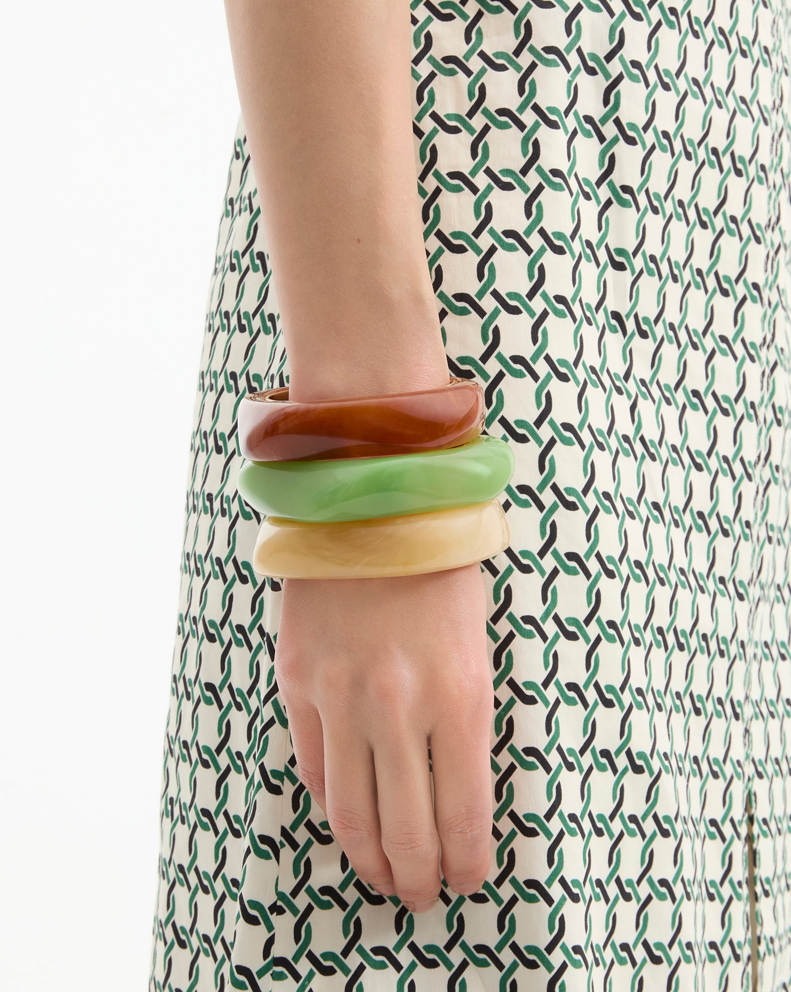 Sand-Colored Resin Bangle with Gold-Plated Rim | Sculpted Bracelet