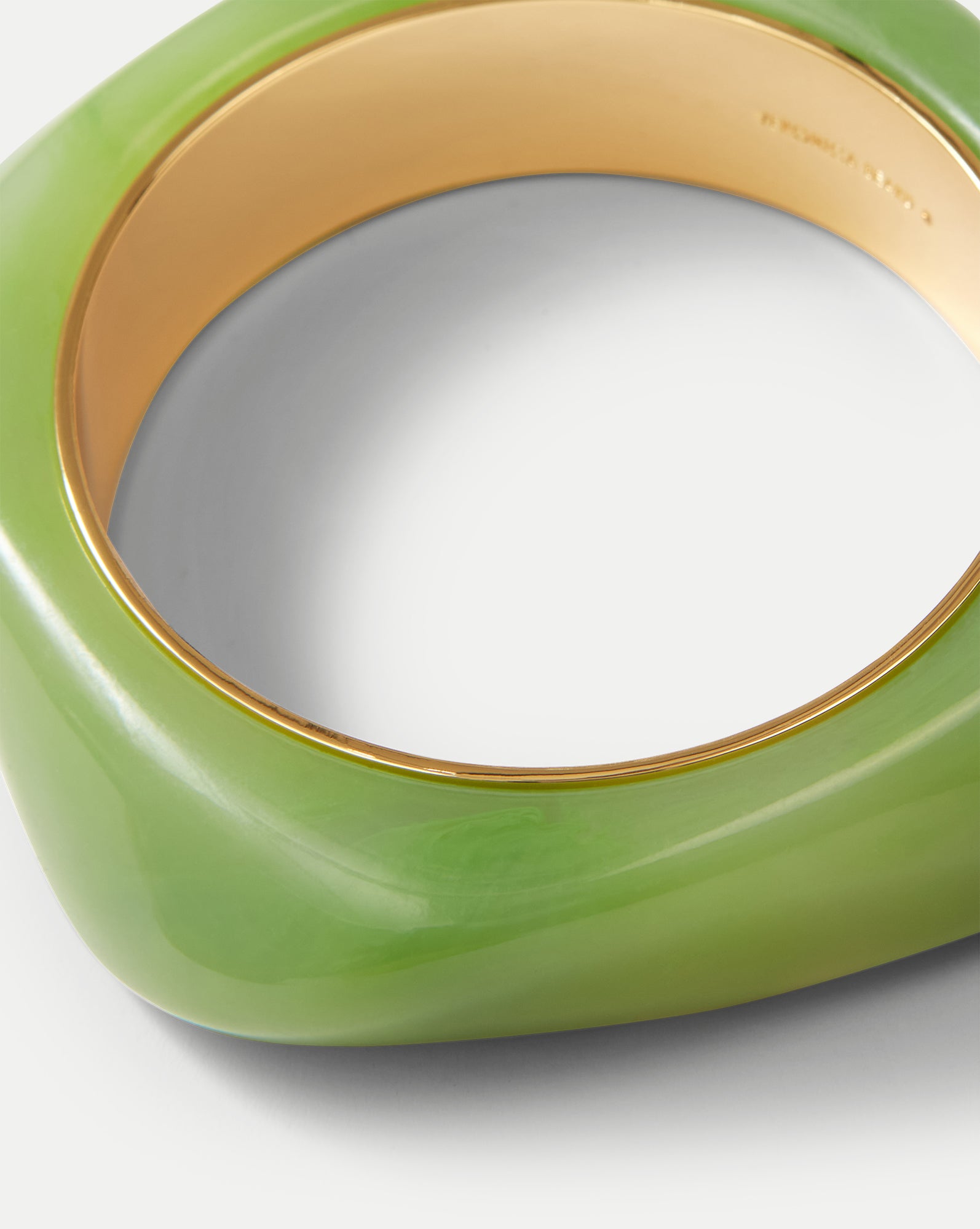 Sand-Colored Resin Bangle with Gold-Plated Rim | Sculpted Bracelet