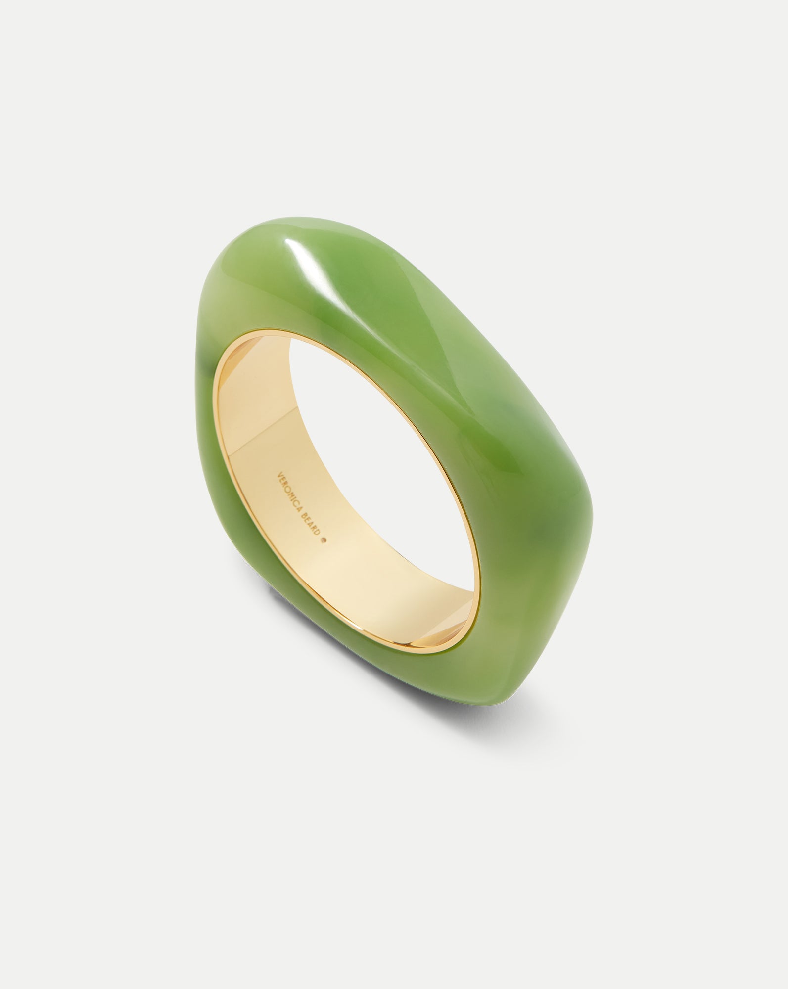 Sand-Colored Resin Bangle with Gold-Plated Rim | Sculpted Bracelet
