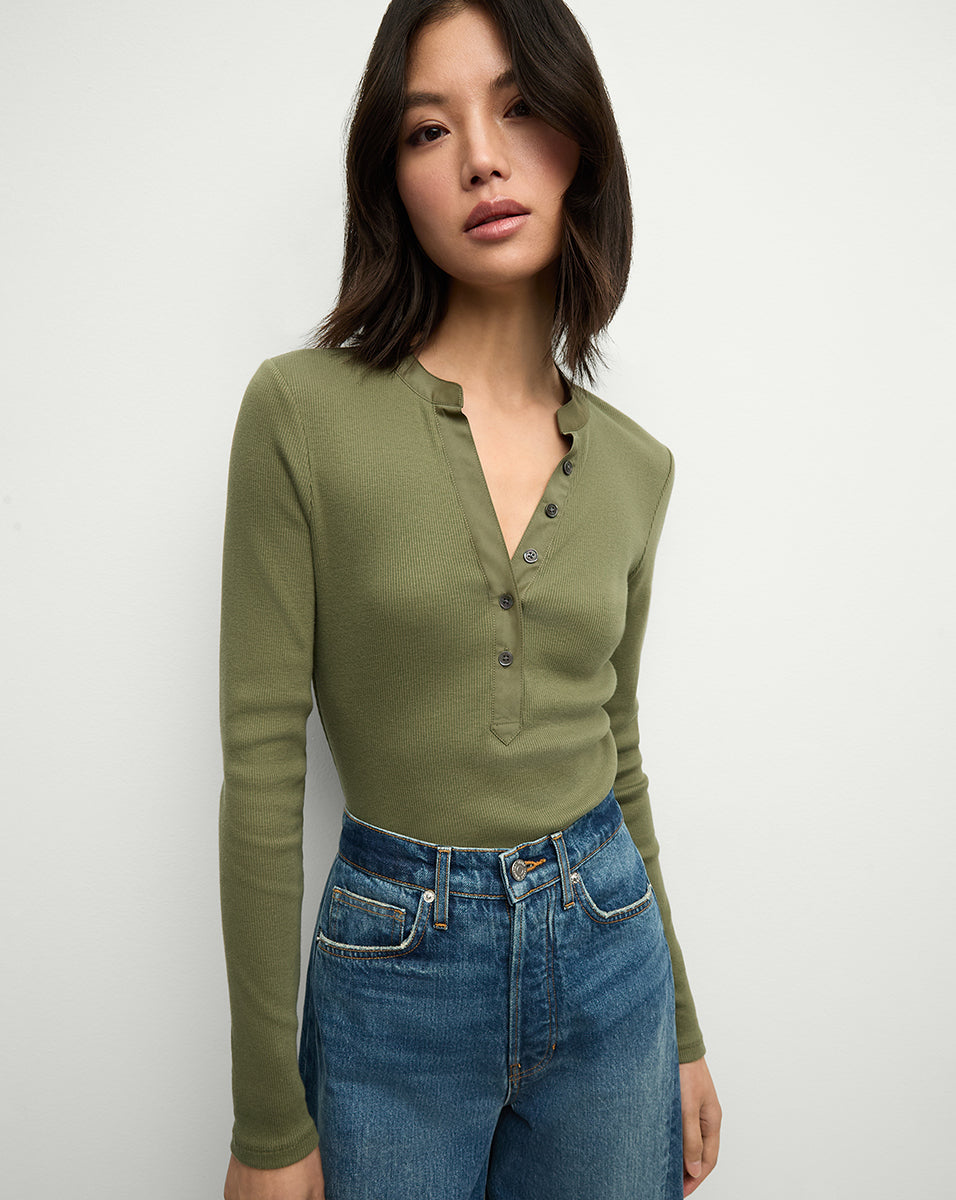 Super-Soft Ribbed Henley Shirt for Women | Jocelyn Top
