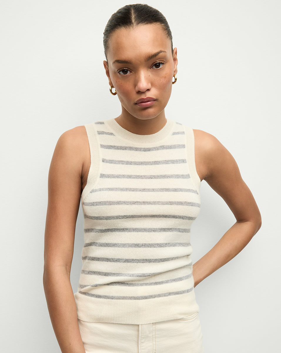 Striped Cashmere Tank Top for Women | 100% Pure Cashmere | Jerrel
