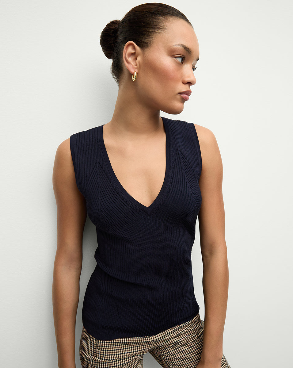 Ribbed Viscose Knit Tank Top for Women | Sid
