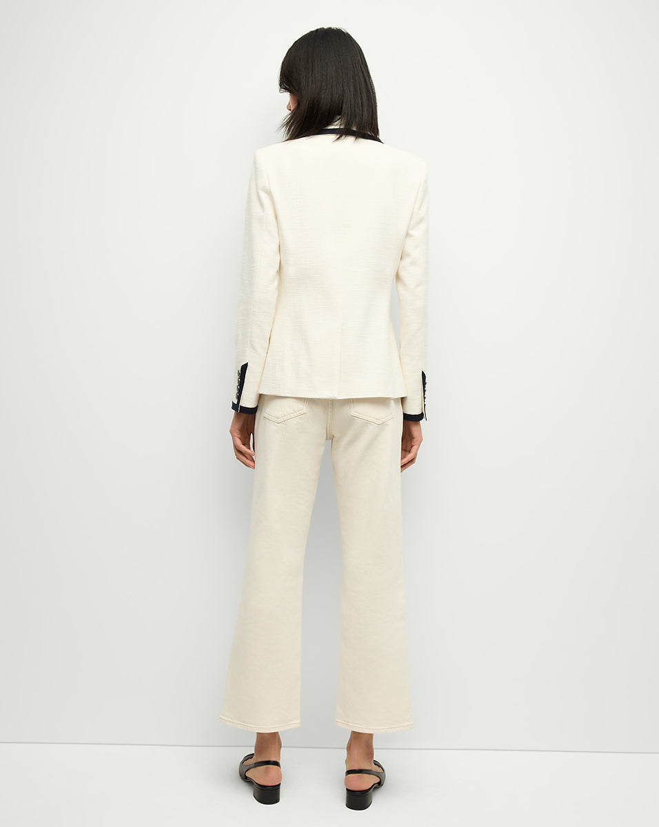 Double-Breasted Cotton Blazer with Contrast Trim | Edison Dickey Jacket