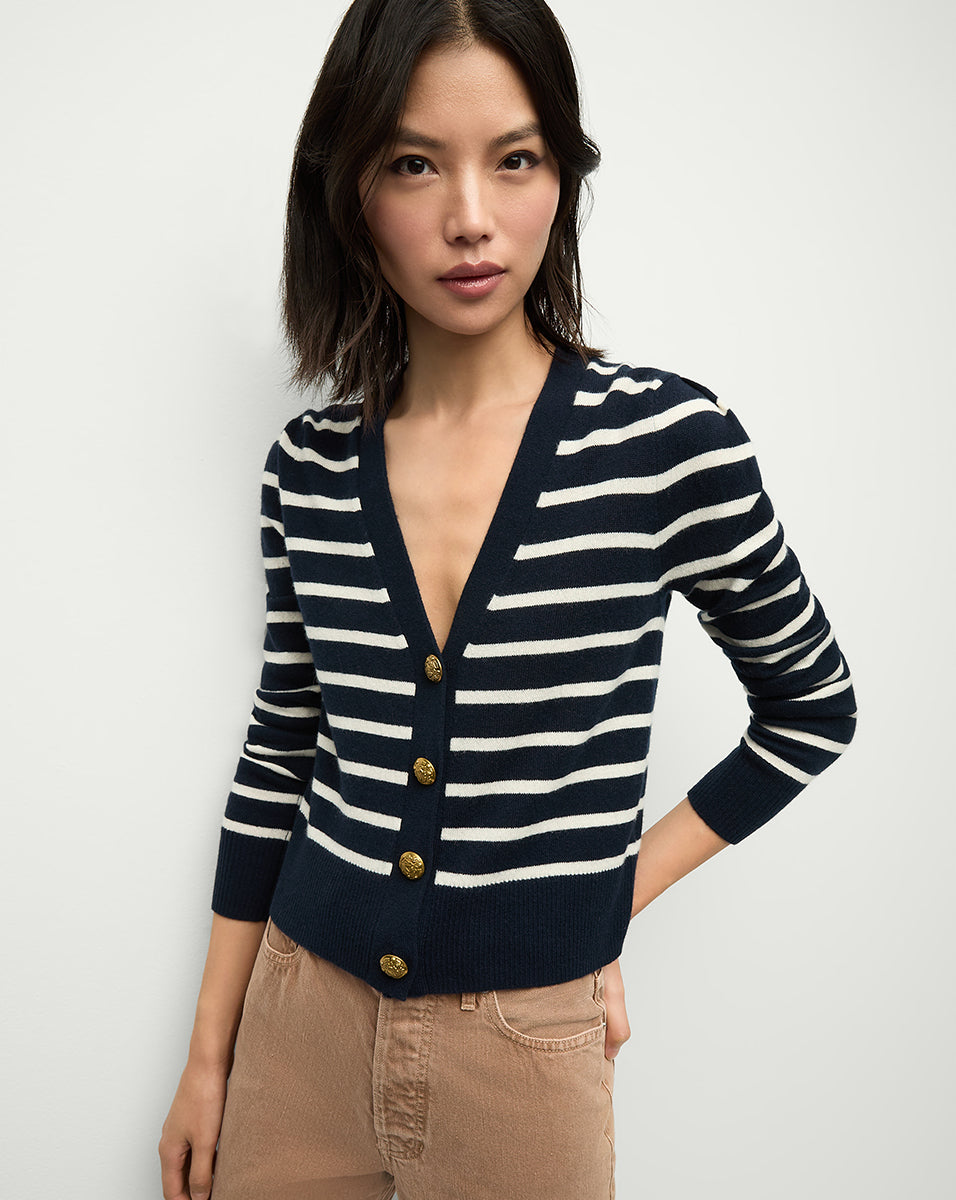 Striped Cashmere Cardigan for Women | Solene Nautical Style