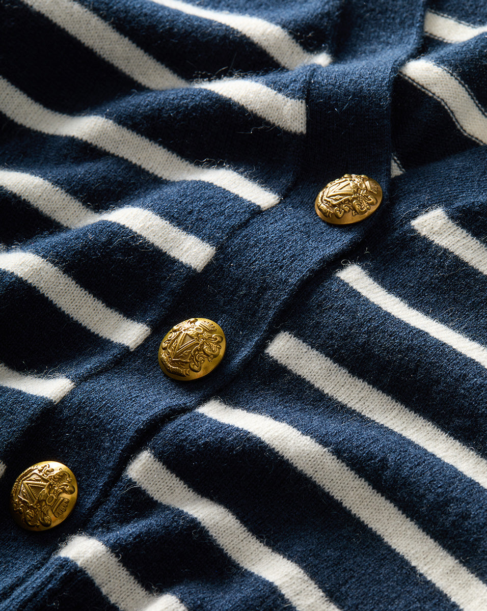 Striped Cashmere Cardigan for Women | Solene Nautical Style