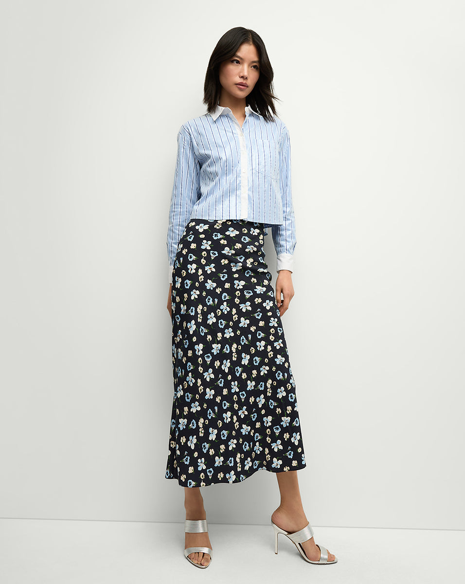 Sequin Striped Shirt with Glittering Detail | Maia Cropped Top