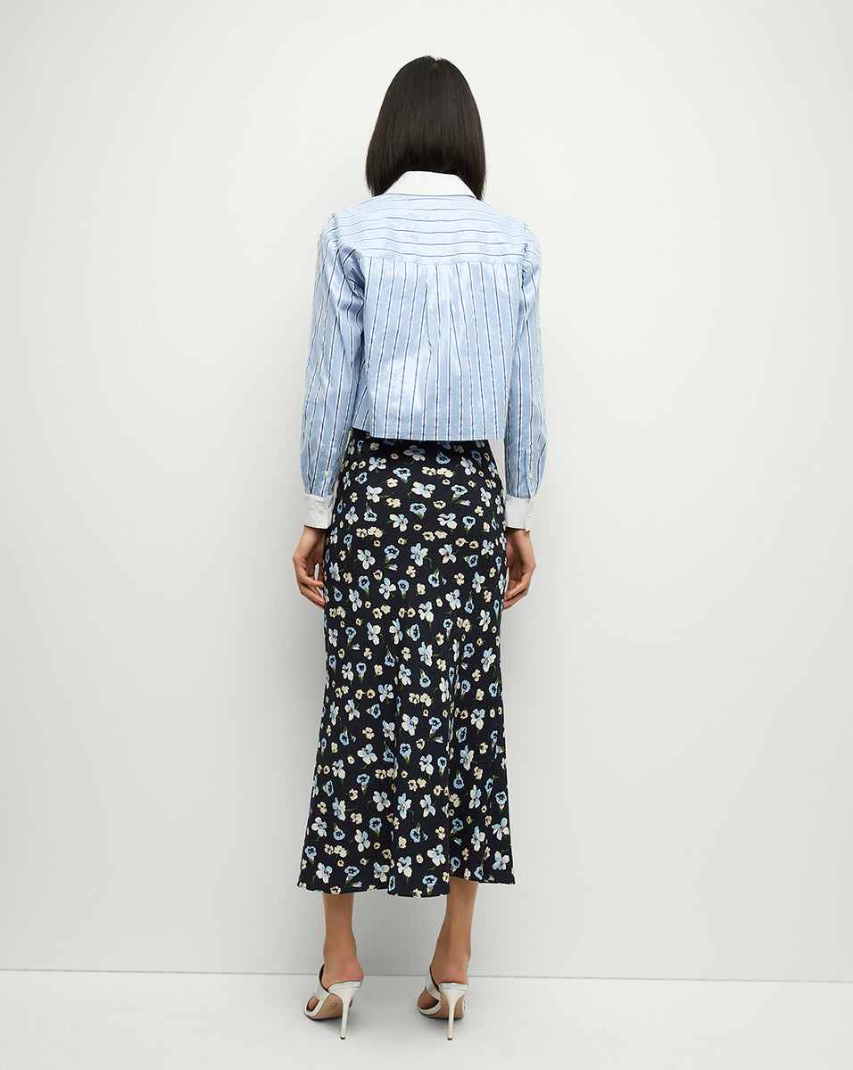 Sequin Striped Shirt with Glittering Detail | Maia Cropped Top