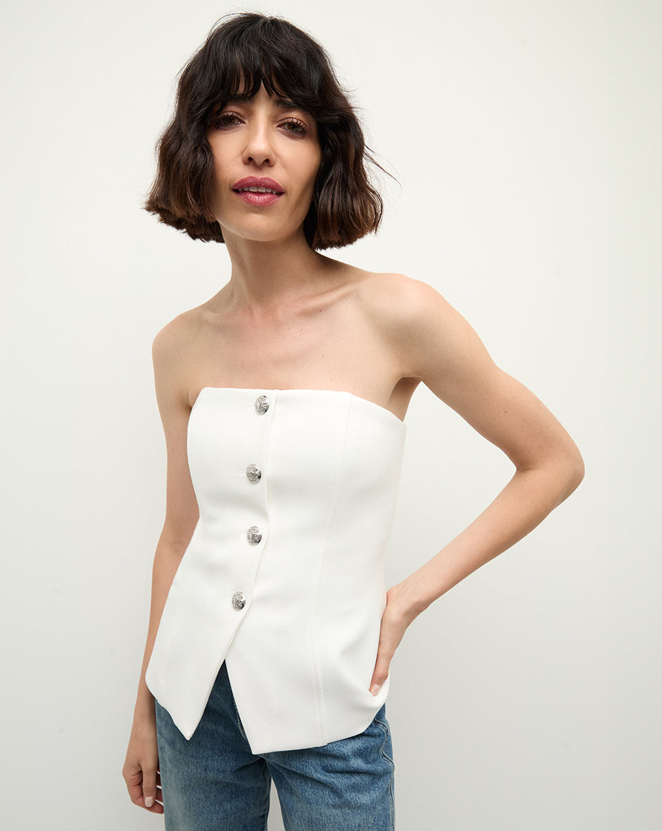 Strapless Bustier Top with Angled Hem | Forman
