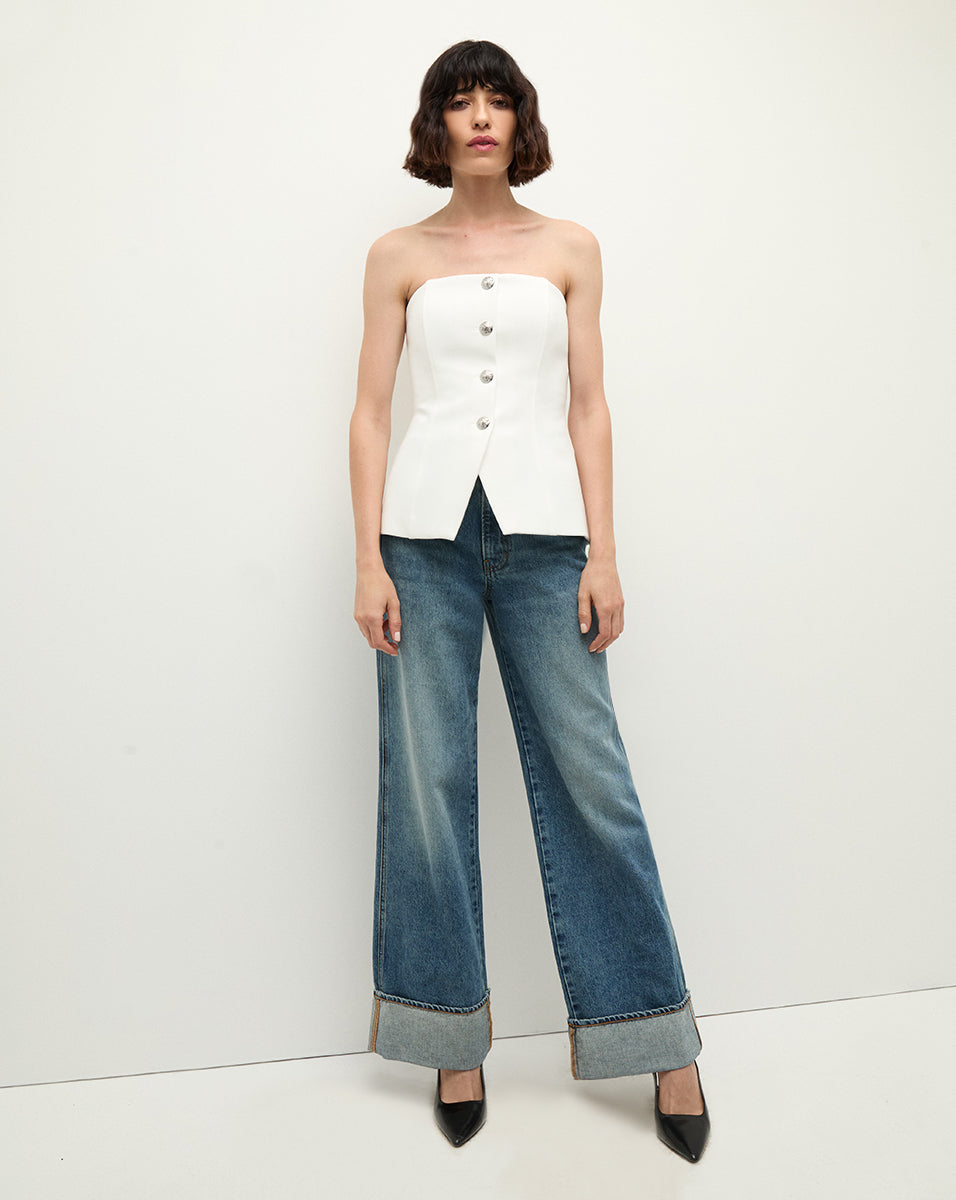 Strapless Bustier Top with Angled Hem | Forman