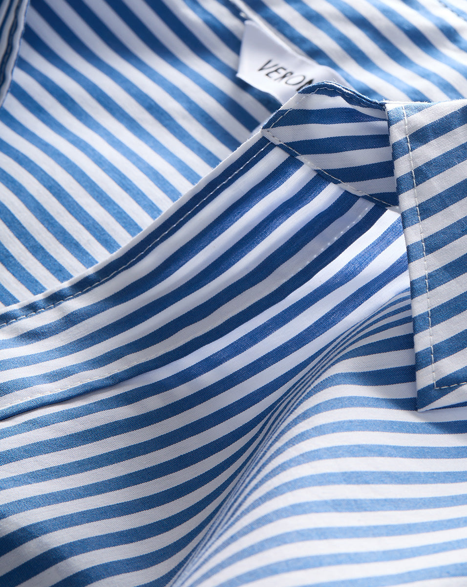Blue & White Striped Cotton Shirt for Women | Khai