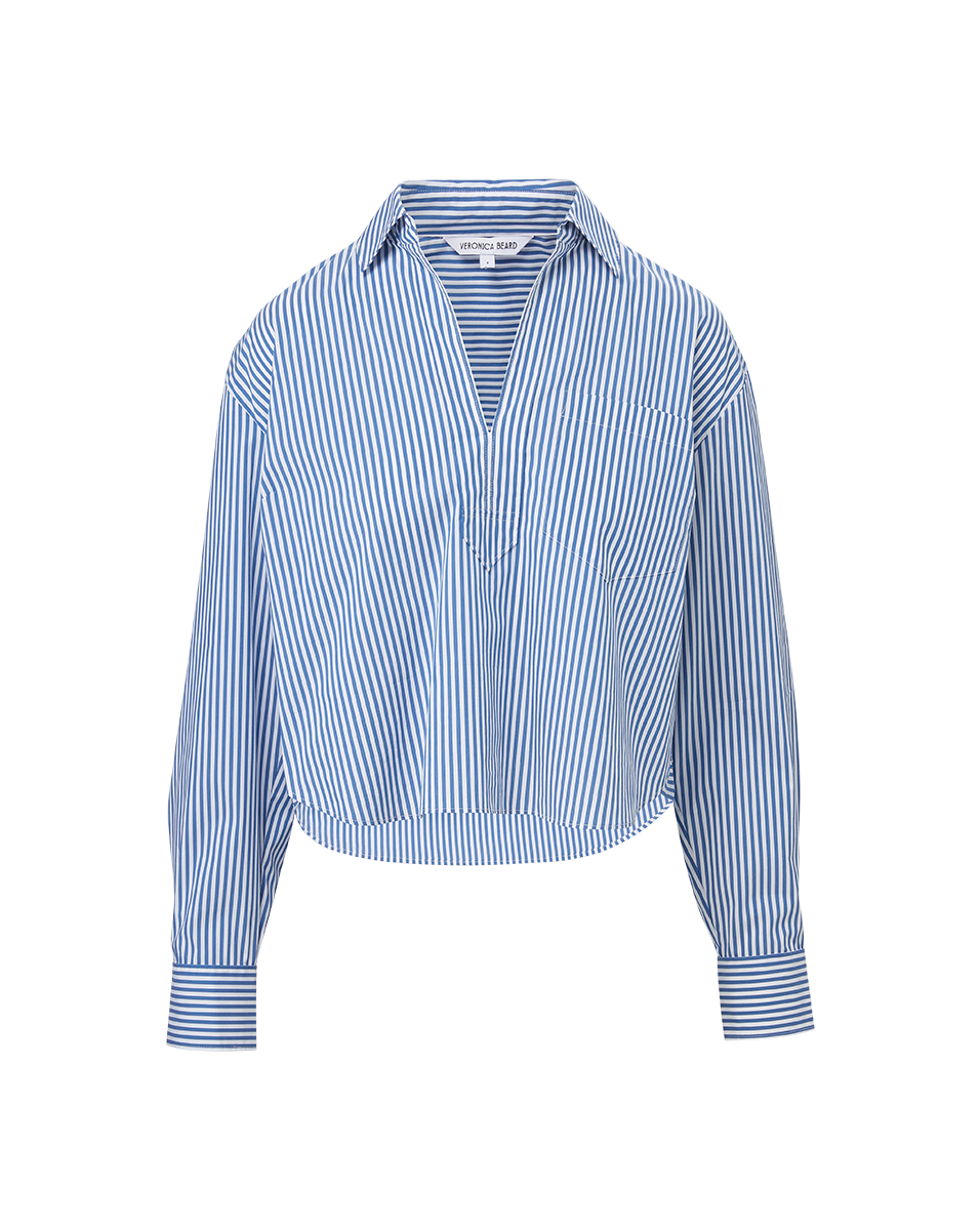 Blue & White Striped Cotton Shirt for Women | Khai